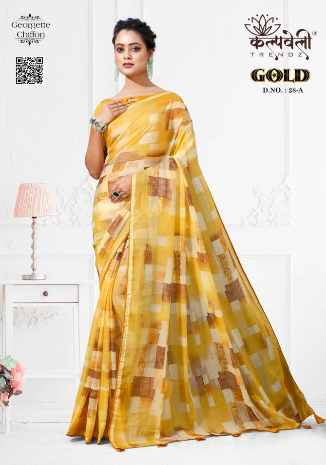 Gold 28 By Kalpatru Georgette Chiffon Printed Sarees Wholesale Online